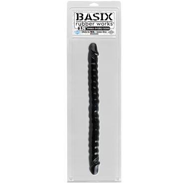 Pipedream Basix Rubber Works Ribbed Double Dong 45см, черный
