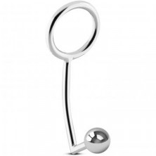 Sinner Metal Cock Ring With Anal Plug Size L, серебристое