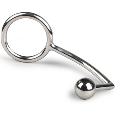 Sinner Metal Cock Ring With Anal Plug Size L, серебристое