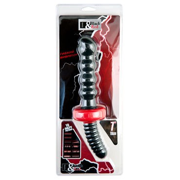 ToyFa Black&Red Рельефный анальный вибратор 18 см, черный