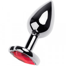 Toyfa Metal Анальная втулка с кристаллом - сердце, серебристый/красный