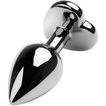 Toyfa Metal Анальная втулка с кристаллом - сердце, серебристый/красный