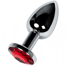 Toyfa Metal Анальная втулка с кристаллом, серебристый/красный