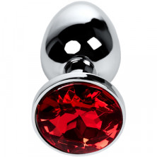 Toyfa Metal Анальная втулка с кристаллом, серебристый/красный