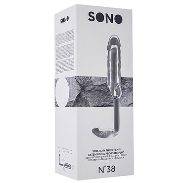 Shots Toys Sono Stretchy Penis Extension and Plug №38, прозрачная
