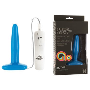 Doc Johnson GLO Vibrating Slim, синяя