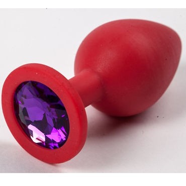 Luxurious Tail Анальная пробка с фиолетовым стразом 8 см, красная