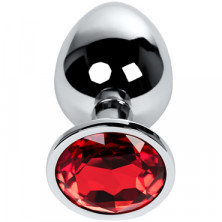 Toyfa Metal Анальная втулка с кристаллом, серебристый/красный