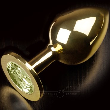 Пикантные штучки Большая анальная пробка, золотой/салатовый