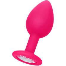 Toyfa POPO Silicone Plug with Crystal S, розовый/прозрачный