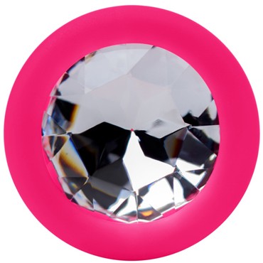 Toyfa POPO Silicone Plug with Crystal S, розовый/прозрачный