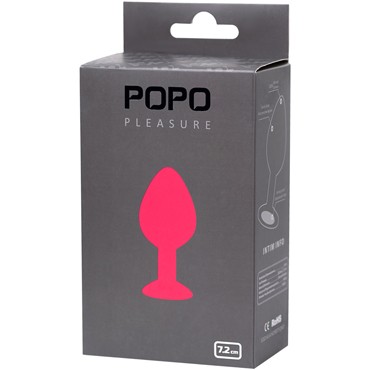 Toyfa POPO Silicone Plug with Crystal S, розовый/прозрачный