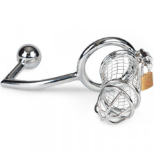 Sinner Metal Penis Cage With Anal Hook 53, серебристый