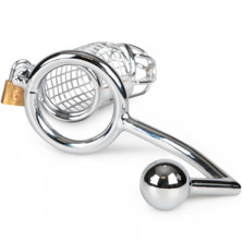 Sinner Metal Penis Cage With Anal Hook 53, серебристый
