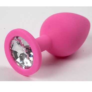 Luxurious Tail Анальная пробка с прозрачным стразом 8 см, розовая