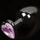 Большая анальная пробка с кристаллом - сердце, графит/розовый