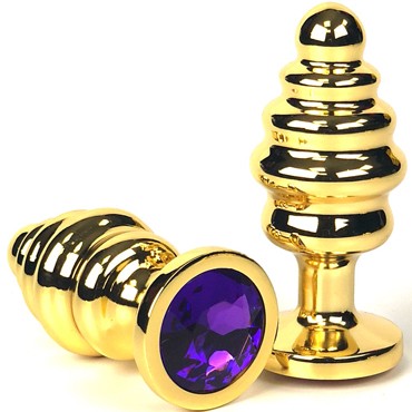 Vandersex Рельефная анальная пробка из металла S, золотой/фиолетовый