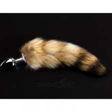 Пикантные штучки Большая анальная пробка с хвостом, серебристый/коричневый