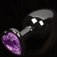 Большая анальная пробка с кристаллом - сердце, графит/фиолетовый