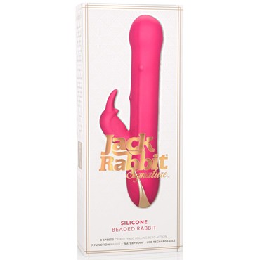 California Exotic Jack Rabbit Signature Silicone Beaded Rabbit, розовый