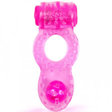 Brazzers Эрекционное кольцо c вибрацией, шариком и шипиками, розовое