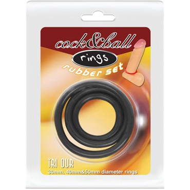 Baile Cock & Ball Rings Rubber Set, черный