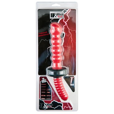 ToyFa Black&Red Рельефный анальный вибратор 18 см, красный