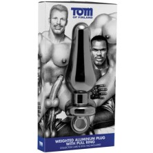 Tom of Finland Weighted Aluminum Plug With Pull Ring, серебристая