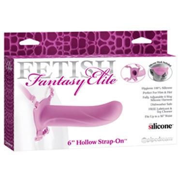 Pipedream Hollow Strap-on 15 см, розовый