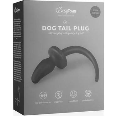 Easytoys Dog Tail Plug Curvy Small, черная