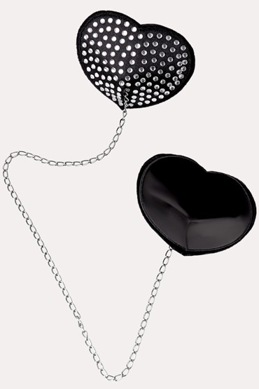 Erolanta Пэстисы в форме сердец с цепочкой, черно-белые