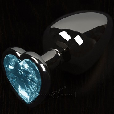 Маленькая анальная пробка с кристаллом - сердце, графит/прозрачный