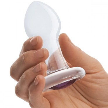 Glas Butt Plug 3,5" Bling Bling, прозрачный/фиолетовый