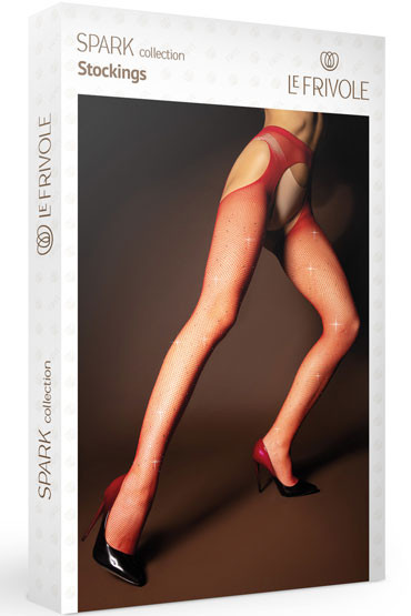 Le Frivole Spark Колготки с вырезами искрящиеся стразами, красные