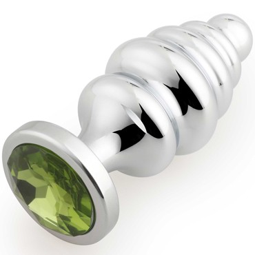 Play Secrets Thread Butt Plug Medium, серебристый/зеленый