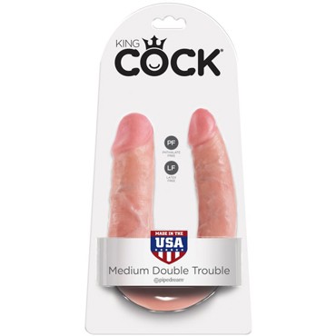 Pipedream King Cock U-Shaped Medium Double Trouble, телесный