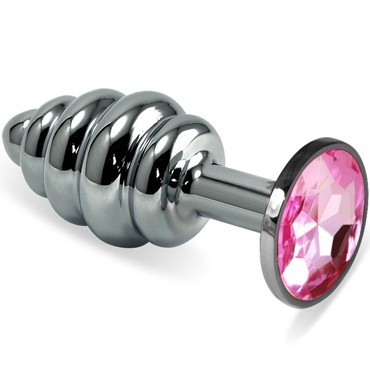 Funny Steel Anal Plug Al Medium, серебристый/розовый
