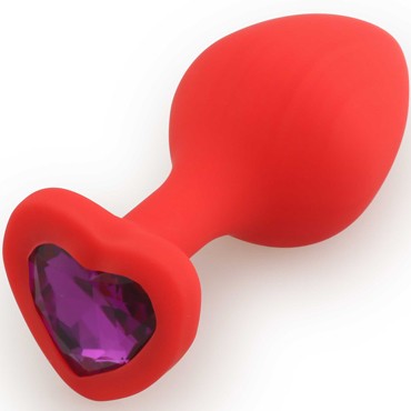 Play Secrets Silicone Butt Plug Heart Shape Medium, красный/фиолетовый