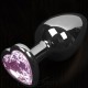 Большая анальная пробка с кристаллом - сердце, серебристый/розовый