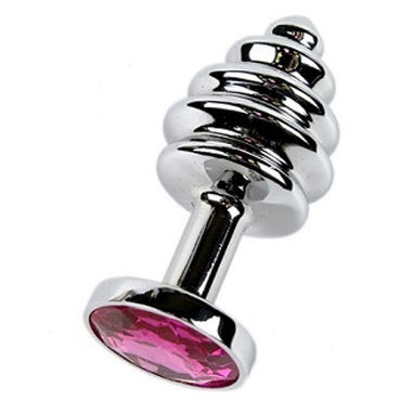 Luxurious Tail Анальная пробка фигурная с красным стразом, серебристая