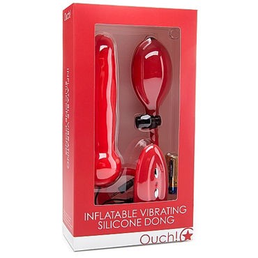Ouch! Inflatable Vibrating Silicone Dong, красный