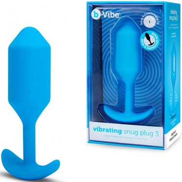 b-Vibe Vibrating Snug Plug 3, голубая