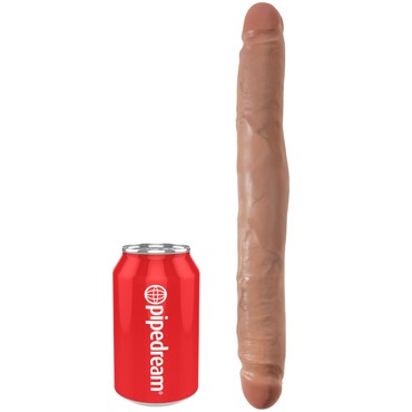 PipeDream King Cock 12" Slim Double Dildo, загорелый