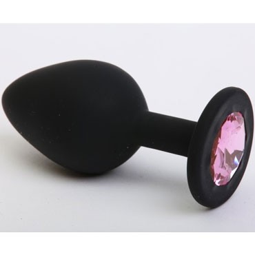 4sexdream Пробка силиконовая со стразом S, черный/розовый