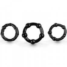 Brazzers Набор эрекционных колец с шариками 3 шт, черный