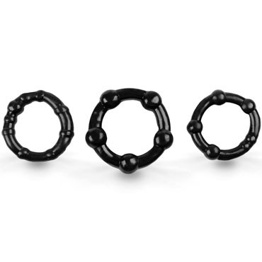 Brazzers Набор эрекционных колец с шариками 3 шт, черный