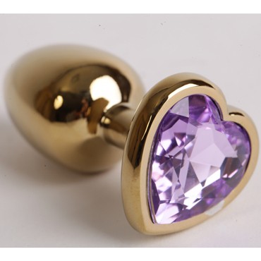 4sexdream Анальная ювелирка Сердце S, золотой/сиреневый