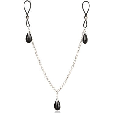 California Exotic Nipple Play Non-Piercing Nipple Chain Jewelry Onyx