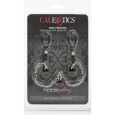 California Exotic Nipple Play Non-Piercing Nipple Chain Jewelry Onyx