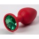 Luxurious Tail Анальная пробка с зеленым стразом 7 см, красная